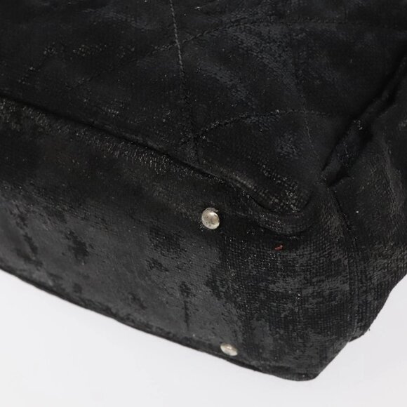 CHANEL Paris Biarritz MM Tote Bag Coated Canvas Black Silver CC Auth bs19293 - Picture 5 of 16